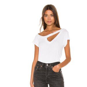 LNA cut out white ribbed tee